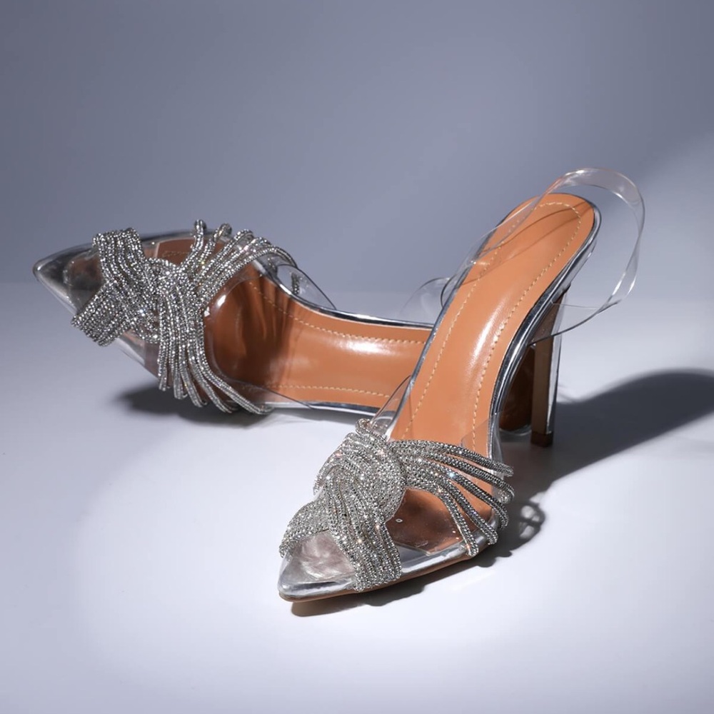 Mew Mews Lumi Crystal Embellished Heels In Silver